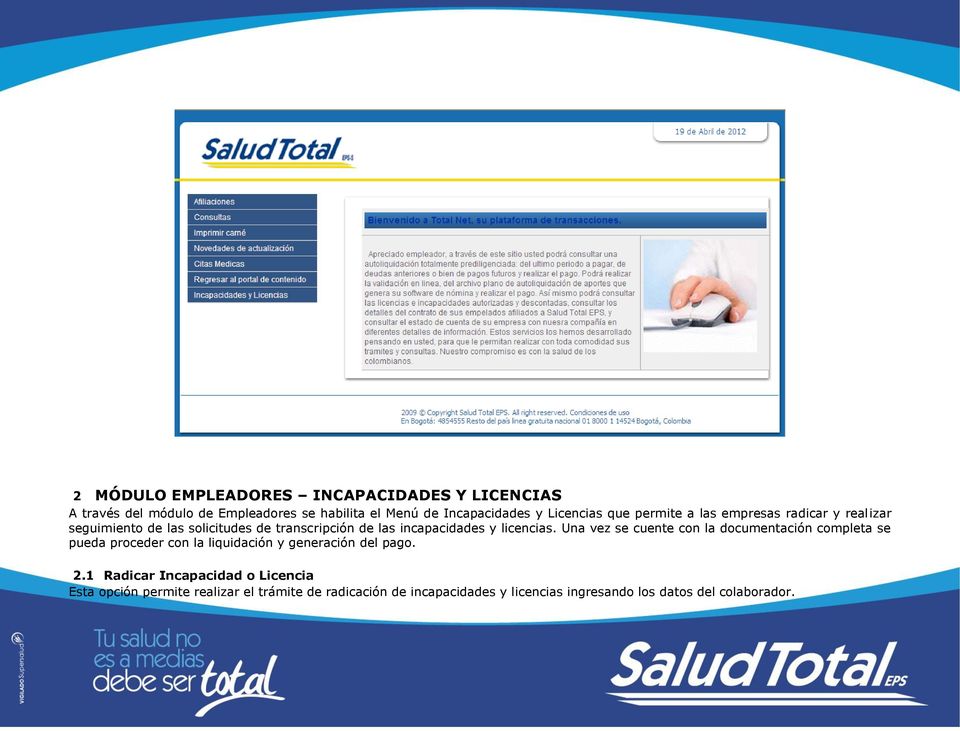 Actualizar datos salud total