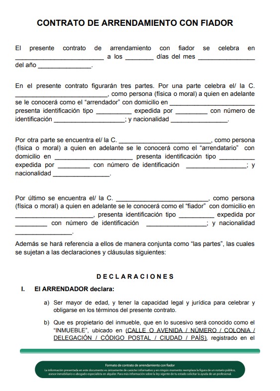 Formato de contrato de arrendamiento de vivienda urbana
