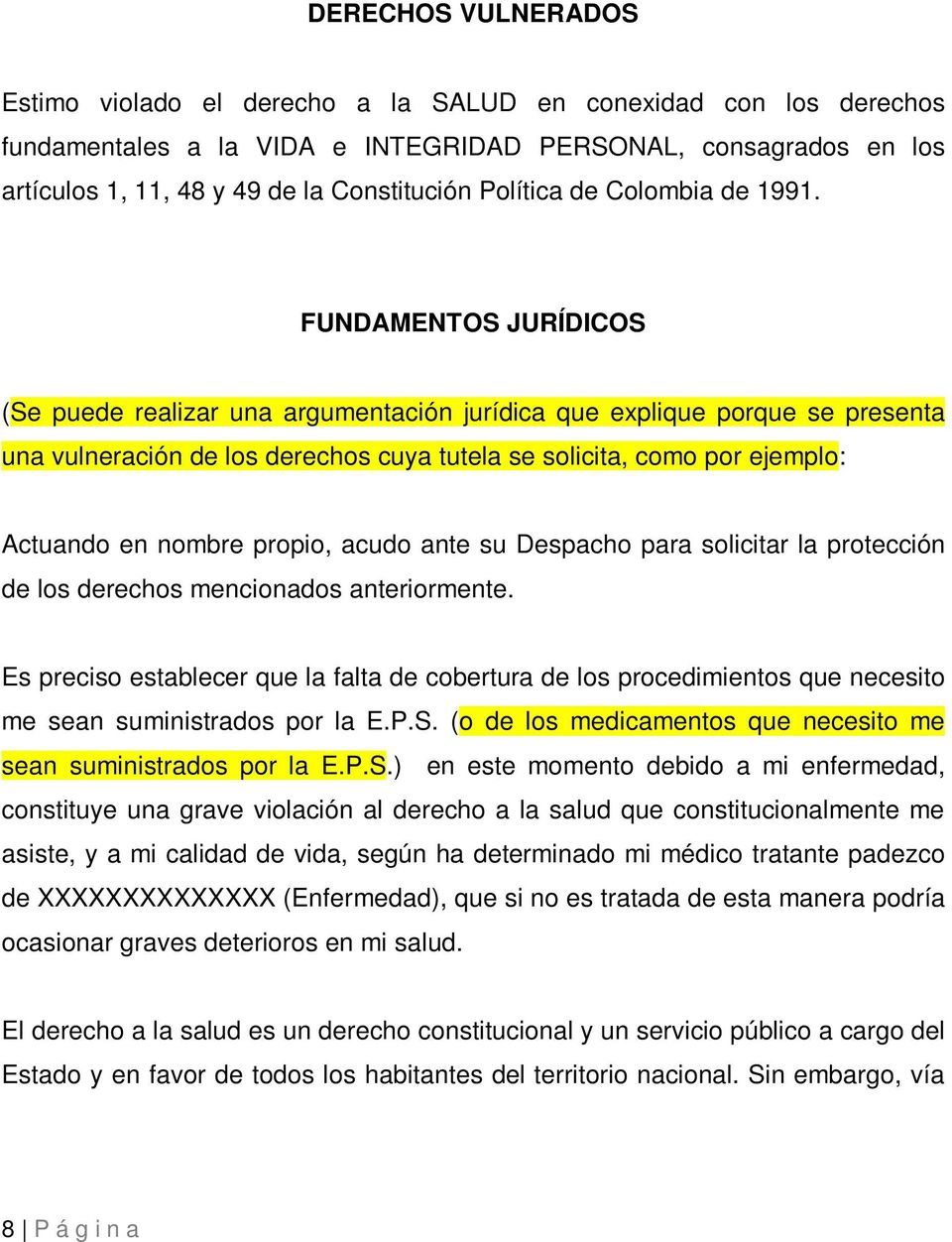 Modelo de tutela de salud