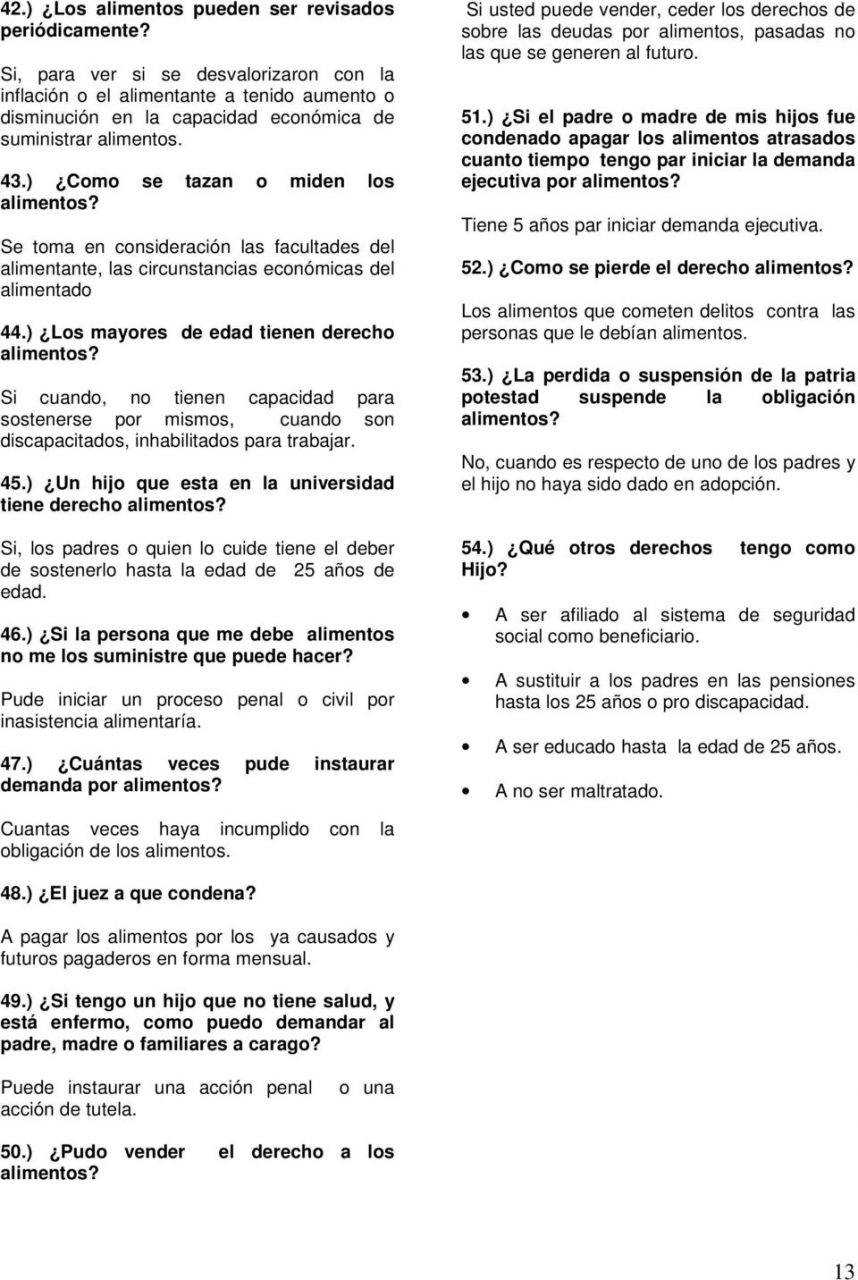 Demanda ejecutiva de alimentos