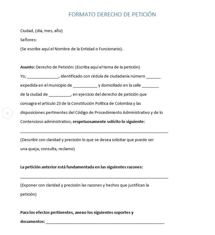 Como hacer un derecho de peticion ejemplos