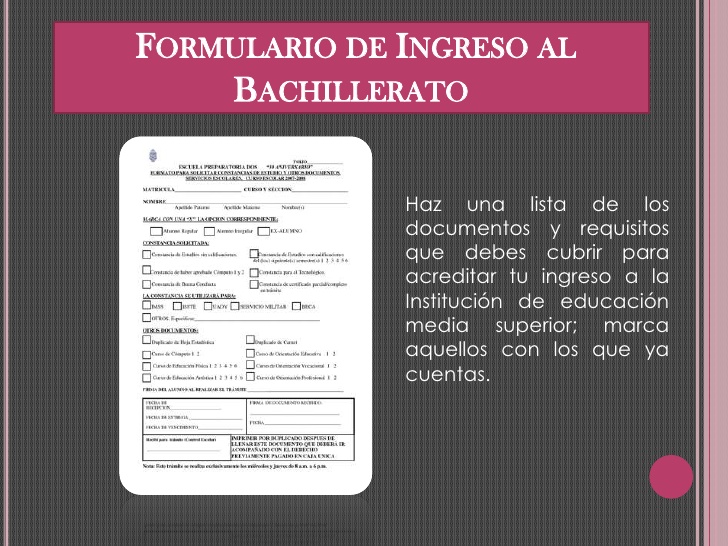 Formulario de solicitud de ingreso a la educacion media superior