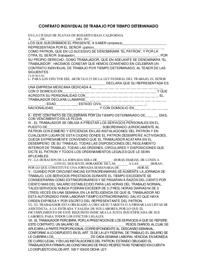 Contrato por tiempo determinado ejemplo