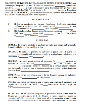 Como se elabora un contrato de trabajo