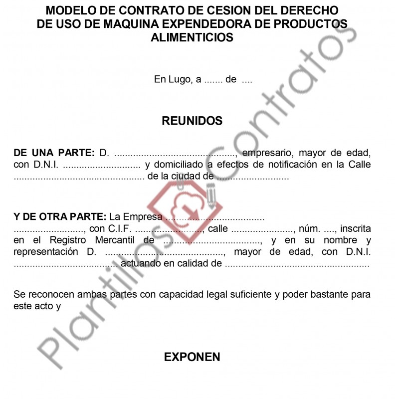 Modelo de contrato de cesion de derechos