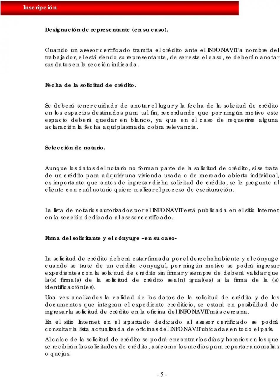 Solicitud de inscripción de credito infonavit