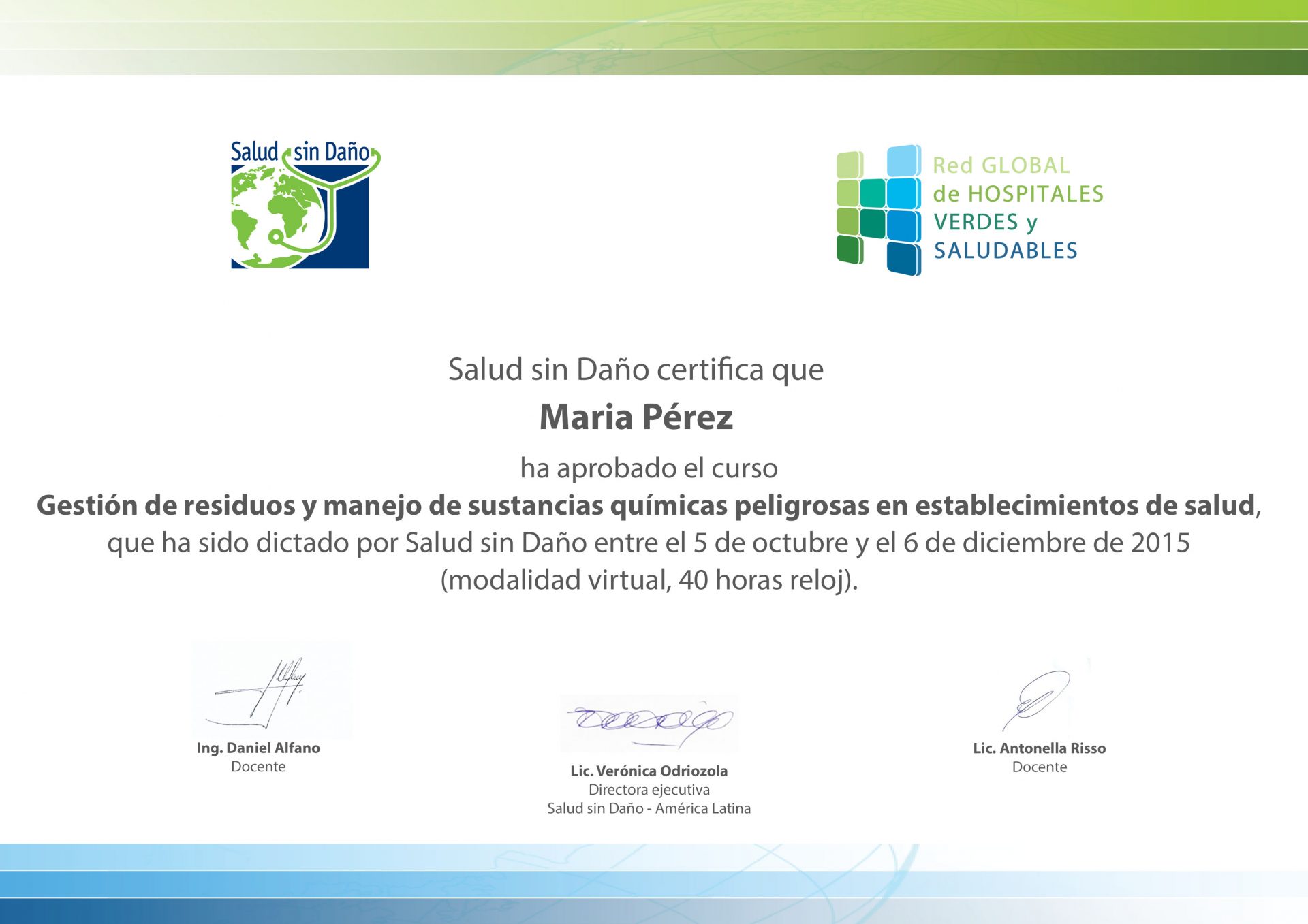 Certificado de curso de capacitacion