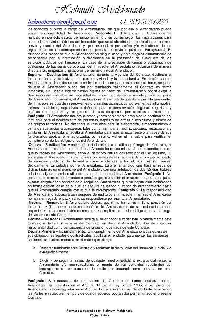 Contrato de arrendamiento apartamento