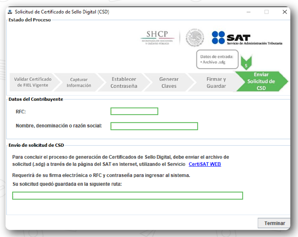 Envio de solicitud de sellos