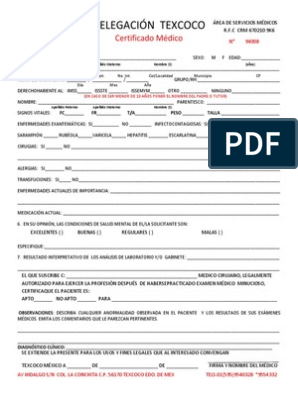 Certificado medico cruz verde