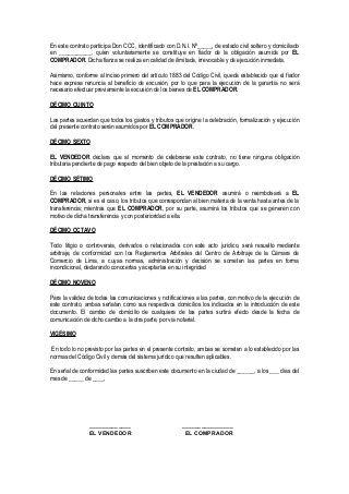 Contrato de compraventa de bien mueble