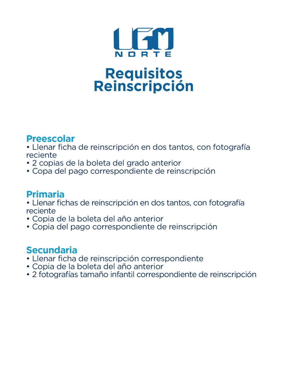 Requisitos para inscripción de primaria