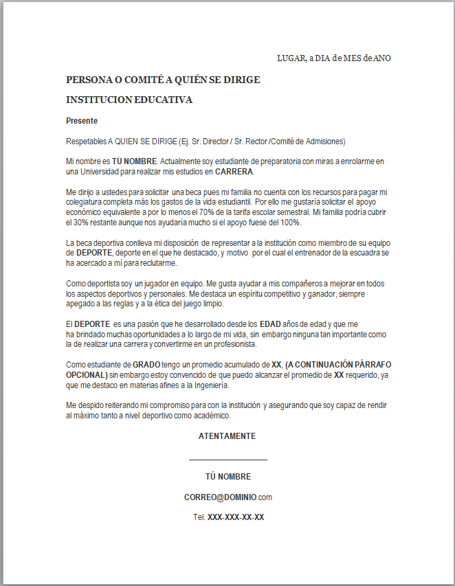Solicitud de ingreso a una institucion