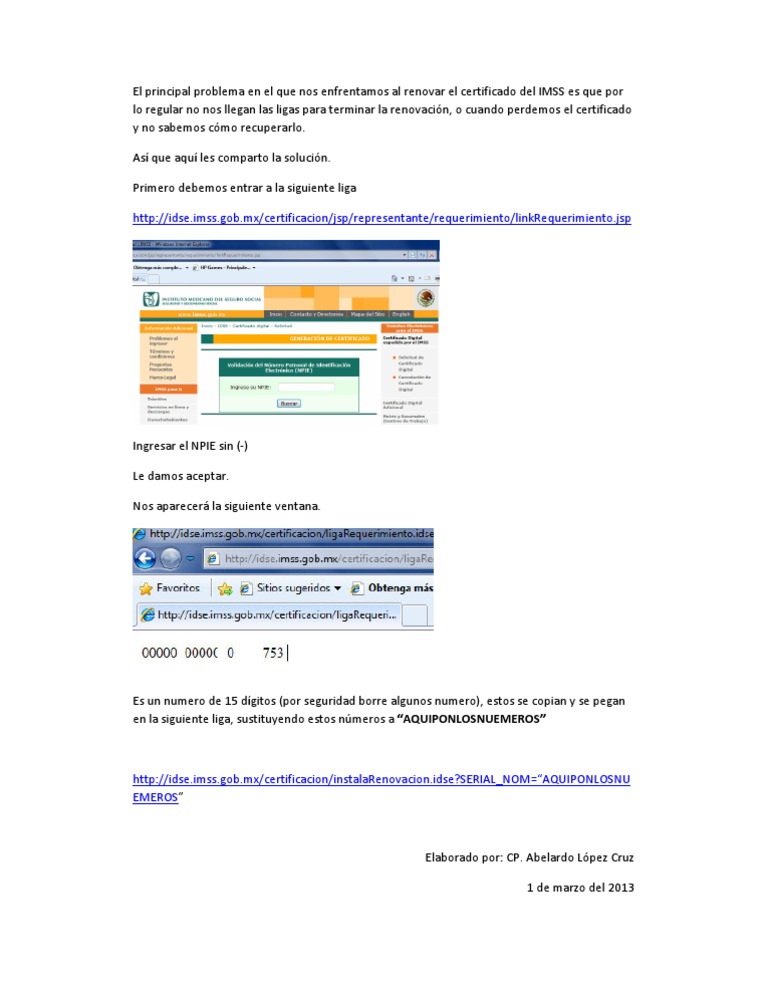 Vigencia certificado imss