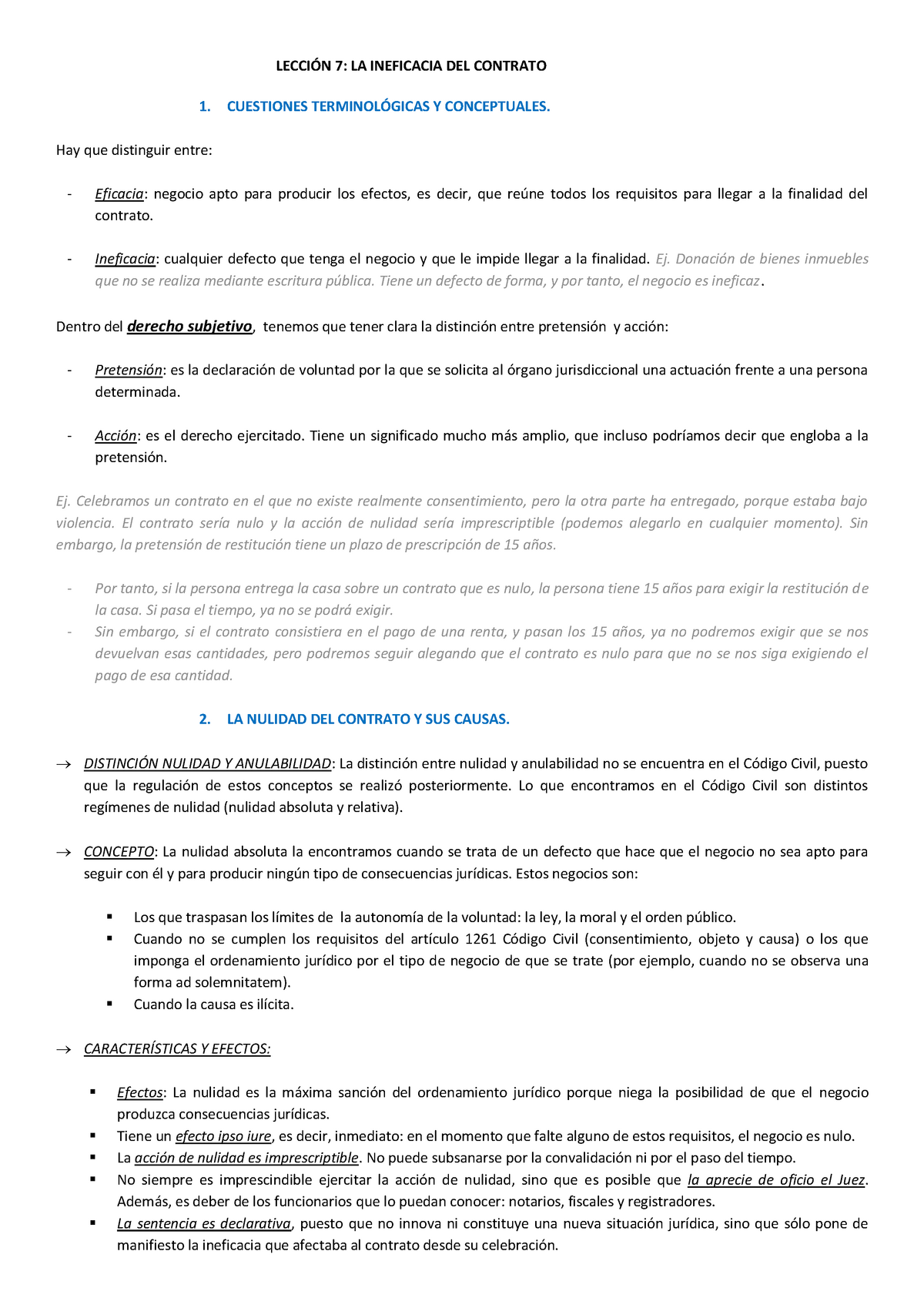 Accion de nulidad de contrato