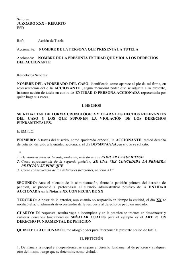 Caso de accion de tutela