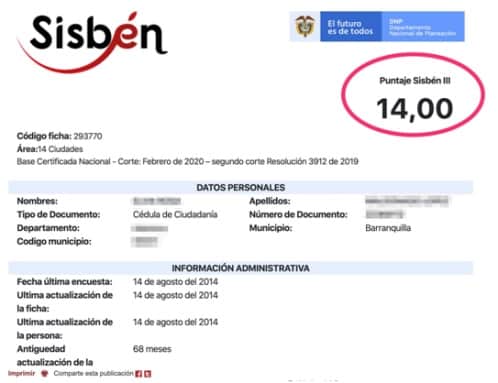 Sisben consulta de puntaje