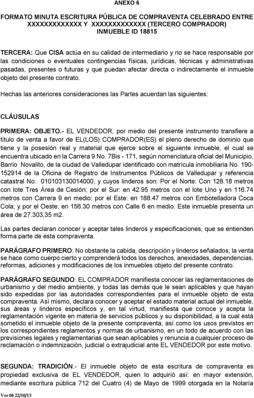 Machote de contrato de donacion de inmueble