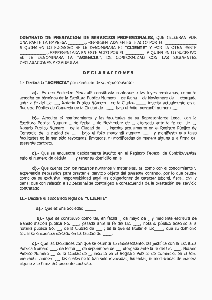 Contrato de servicios profesionales