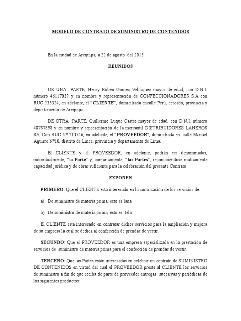 Contrato de suministro mercantil