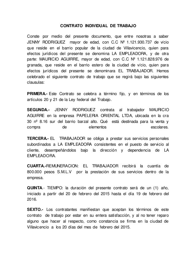 Como hacer un contrato de trabajo
