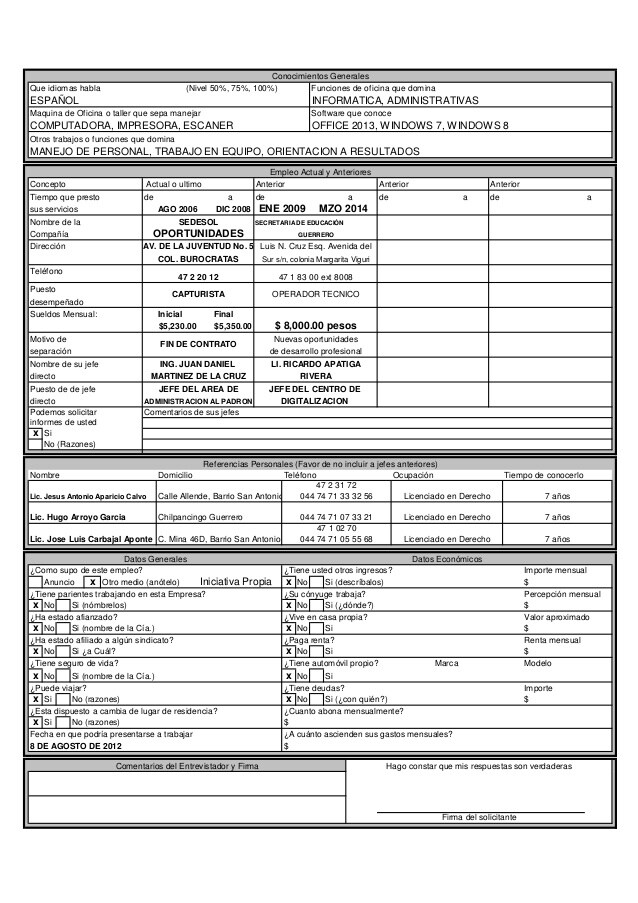 Definición de solicitud de empleo