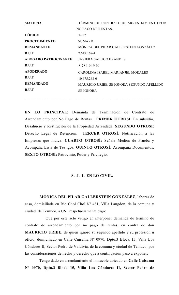Carta de termino de contrato