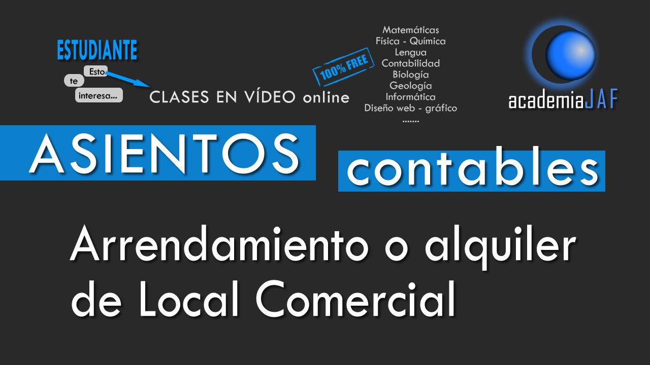 Registro contable de arrendamiento de inmuebles