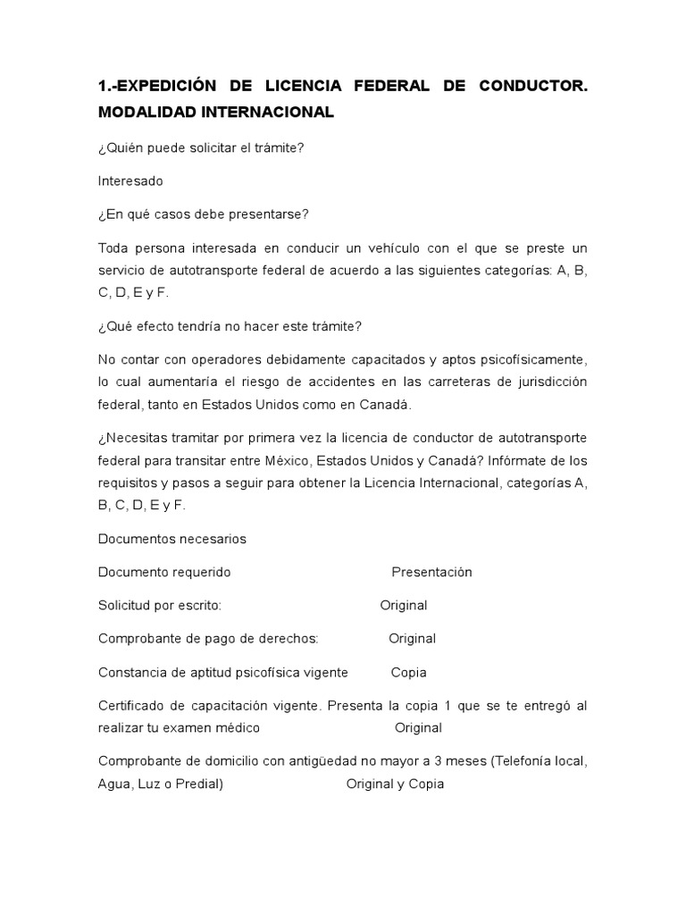 Requisitos para tramitar licencia federal