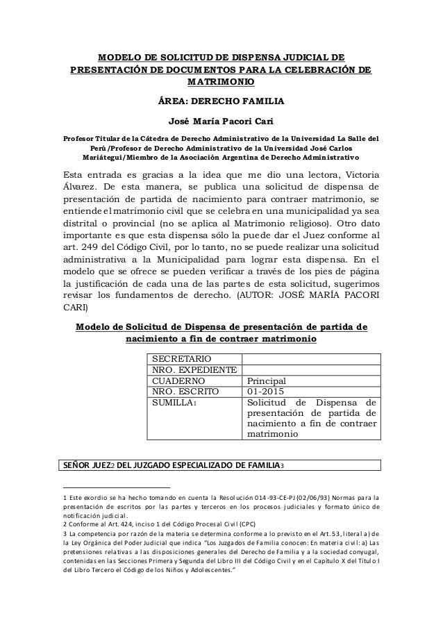 Solicitud de matrimonio civil