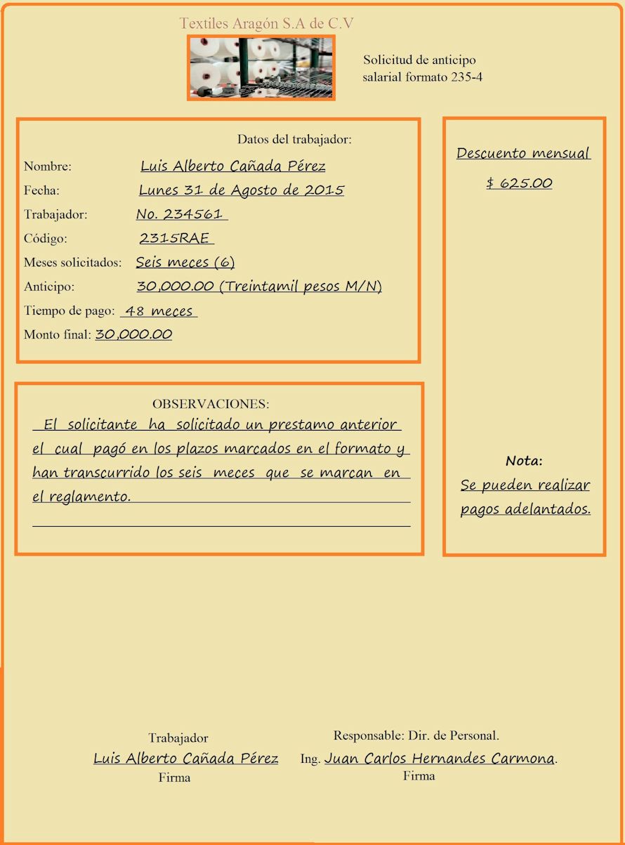 Formato de solicitud de pago