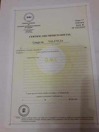 Certificado médico oficial