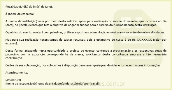 Carta para solicitar patrocinio