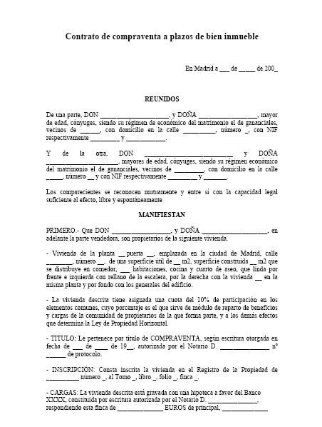 Contrato privado de compraventa de inmueble